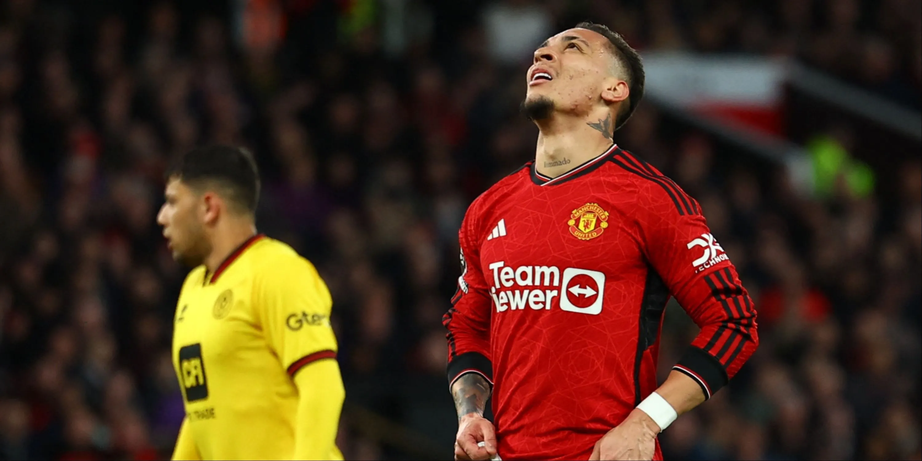 Antony trong màu áo Man Utd đối đầu Sheffield United tại Premier League