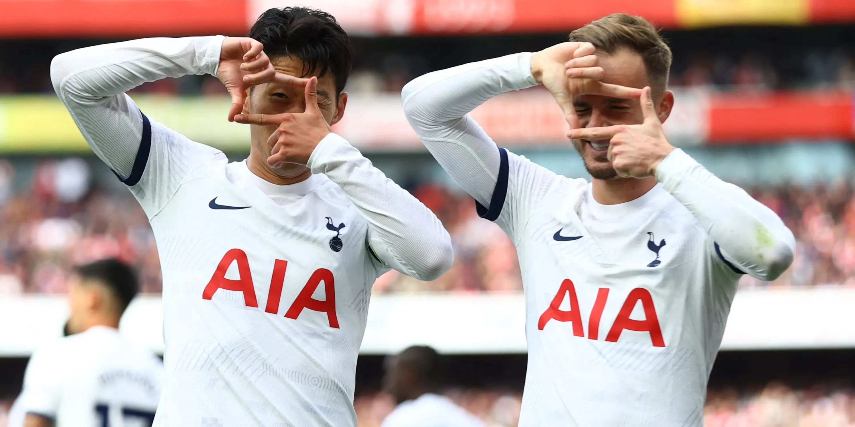 Hai tiền đạo James Maddison và Son Heung-min của Tottenham Hotspur
